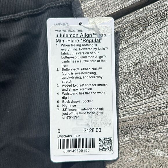 lululemon Align High-Rise Ribbed Mini-Flare Pant Regular‎ size 0 XS NWT - Picture 3 of 7